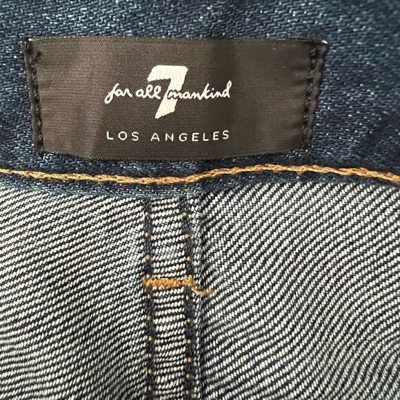 7 For All Mankind Blue Easy Straight Distressed Denim Jeans Size 24 - Picture 9 of 10